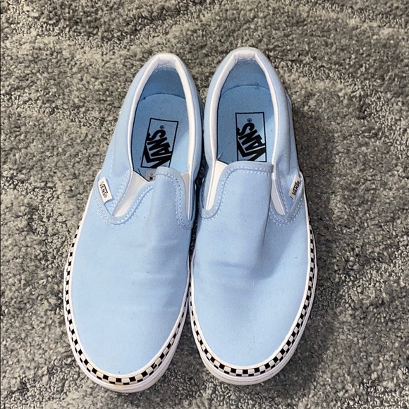 blue vans with checkered trim